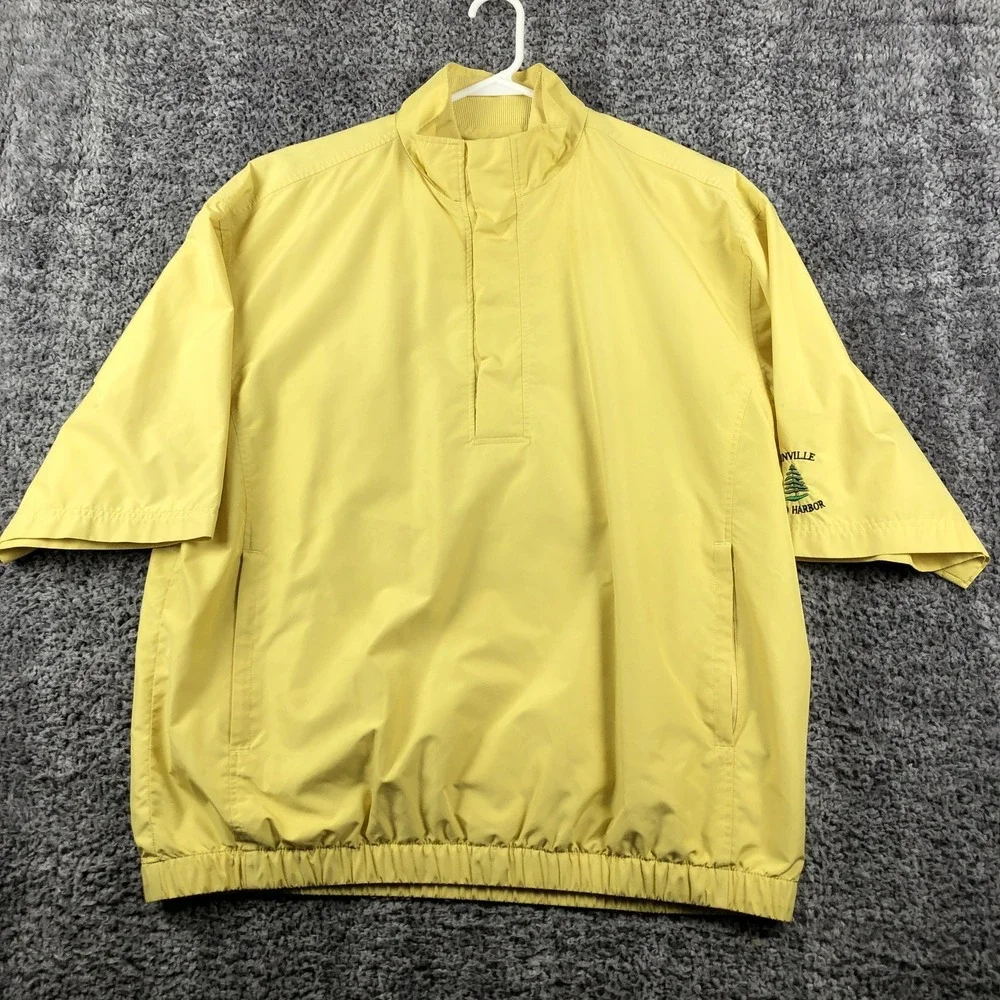 Monterey‎ Club Jacket Mens Large Yellow Short Sleeve Golf Windbreaker Pullover